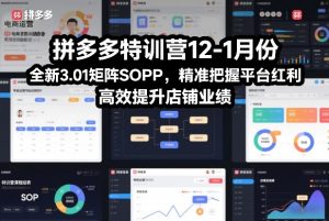 拼多多特训营12-1月份，全新3.01矩阵Sop，精准把握平台红利，高效提升店铺业绩-小牛学府