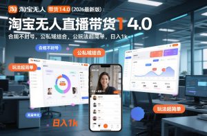 淘宝无人直播带货14.0（2026最新版）：合规不封号，公私域结合，玩法超简单，日入1k+【揭秘】-小牛学府