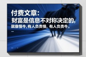 付费文章：财富是信息不对称决定的，就像慢牛，有人负责慢，有人负责牛-小牛学府