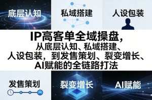 IP高客单全域操盘,从底层认知、私域搭建、人设包装,到发售策划、裂变增长、AI赋能的全链路打法-小牛学府