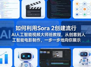 如何利用Sora 2创建流行AI人工智能视频大师班教程，从创意到人工智能电影制作，一步一步地向你展示-小牛学府
