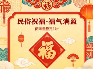 公众号流量主之民俗祝福赛道，选题不愁，结构固定，阅读稳定1w+-小牛学府