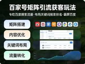 百家号矩阵引流获客玩法,专吃百度搜索流量,布局关键词搜索排名,霸屏百度-小牛学府