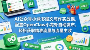 AI公众号小绿书爆文写作实战课，配置OpenClaw小龙虾自动发布，轻松获取精准流量与流量主收益-小牛学府