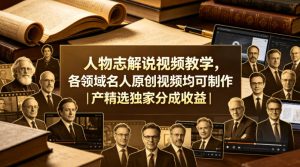 人物志解说视频教学，各领域名人原创视频均可制作丨精选独家分成收益（更新0430）-小牛学府