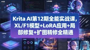 Krita AI第12期全能实战课，XL/F1模型+LoRA应用+局部修复+扩图精修全精通-小牛学府