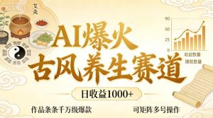 AI爆火古风养生赛道，日收益1k+单条作品点赞破万+，可矩阵多号操作【揭秘】-小牛学府