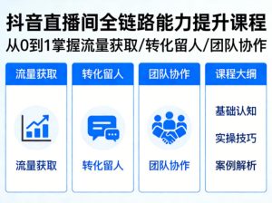 抖音直播间浓缩版视频课程,从0到1掌握直播间流量获取、转化留人、团队协作的全链路能力-小牛学府