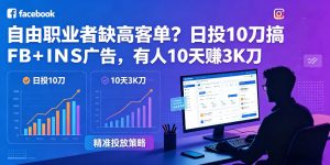 自由职业者缺高客单?日投10刀搞FB+INS广告,有人10天赚3K刀!【原创双语字幕】-小牛学府
