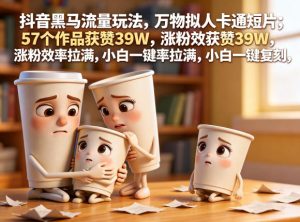抖音黑马流量玩法，万物拟人卡通短片，57个作品获赞39W，涨粉效率拉满，小白一键复刻，保姆级拆解-小牛学府