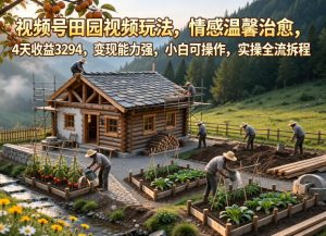 视频号田园视频玩法,情感温馨治愈,4天收益3294,变现能力强,小白可操作,实操全流程拆解-小牛学府